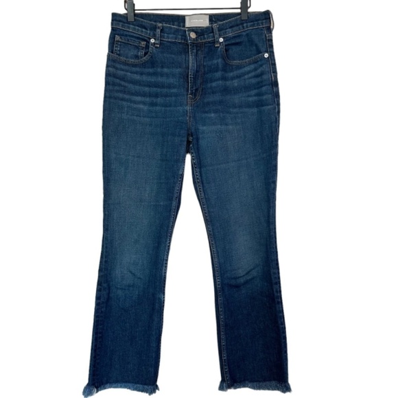 EVERLANE Straight Leg Jeans High Rise Raw Hem Medium Wash Size 30 College School - Picture 12 of 12